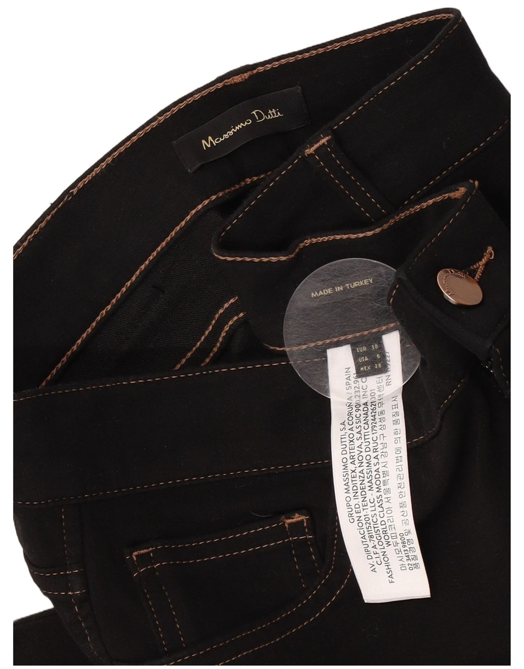 Massimo Dutti Womens Slim Jeans EU 38 Small W28 L30 Black Cotton