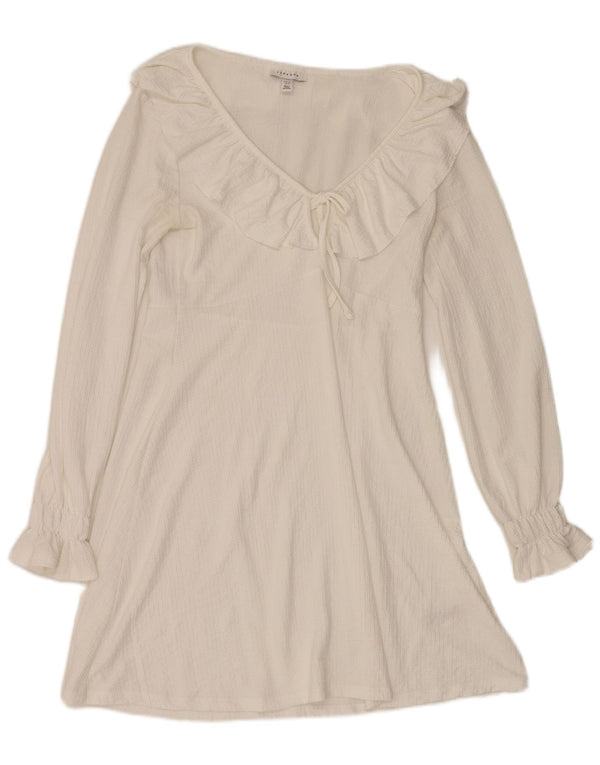 Abito a trapezio a maniche lunghe da donna Topshop UK 12 Poliestere bianco medio
