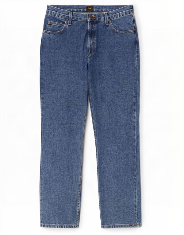 Lee Mens Brooklyn Straight Jeans W34 L32 Blue Cotton