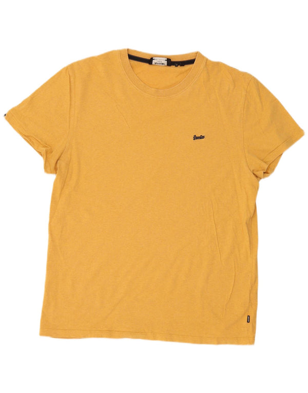 Superdry Mens T-Shirt Top 2XL Yellow Flecked Cotton