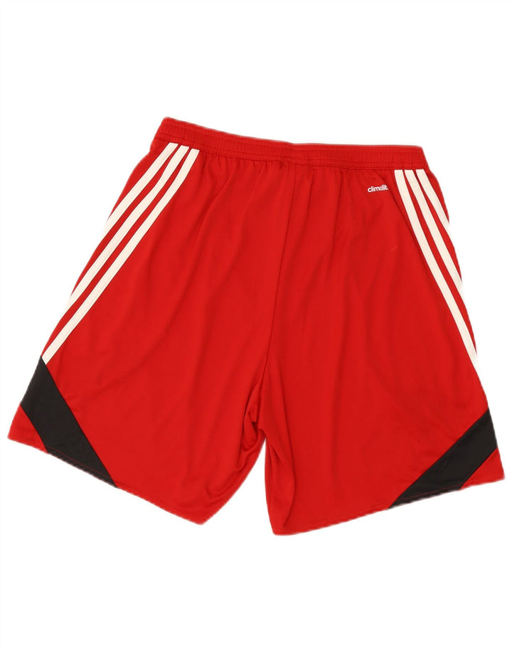 Adidas Mens Climalite Sport Shorts Medium  Red Colourblock Polyester
