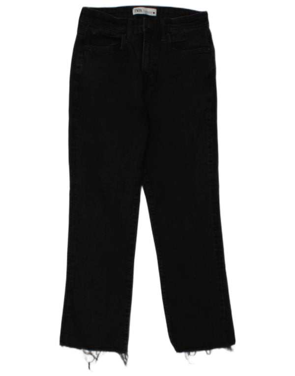 Zara Womens Crop High Waist Jeans EU 38 Small W28 L25 Black Bomuld