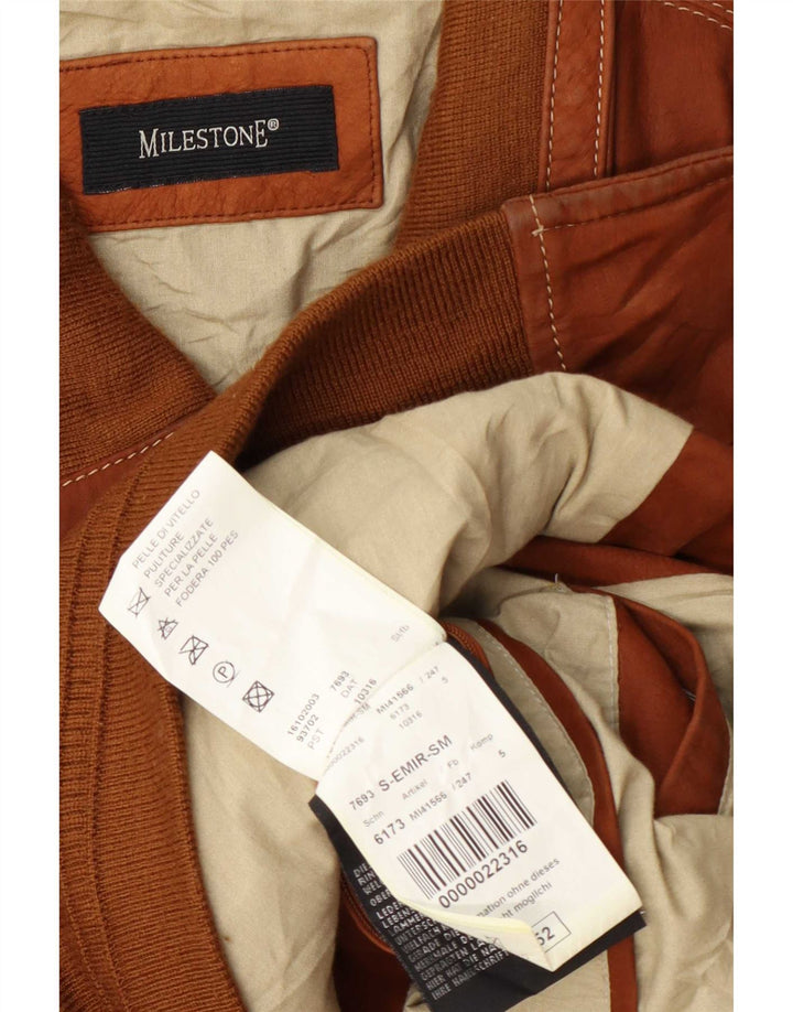 Milestone Mens Leather Jacket IT 52 XL Brown