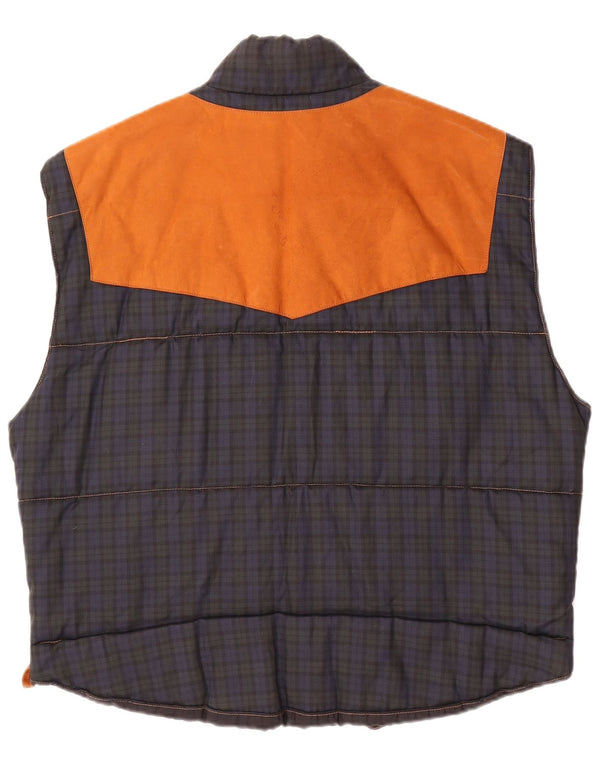Vintage hombres montar acolchado chaleco Reino Unido 42 XL Beige Check