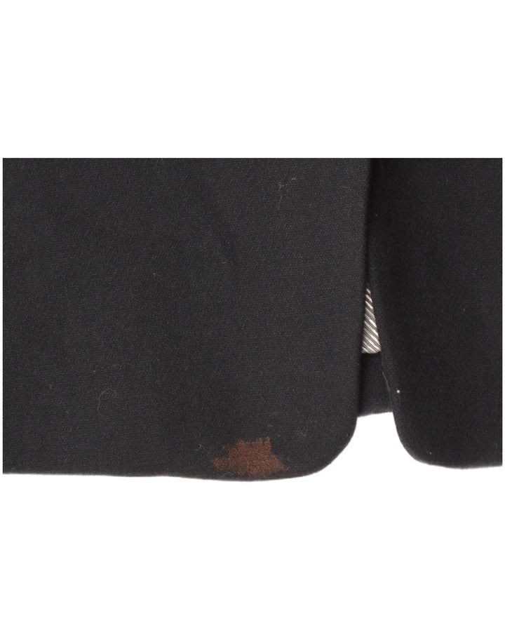 Marks & Spencer Womens Crop 1 Button Blazer Jacket UK 12 Medium Black