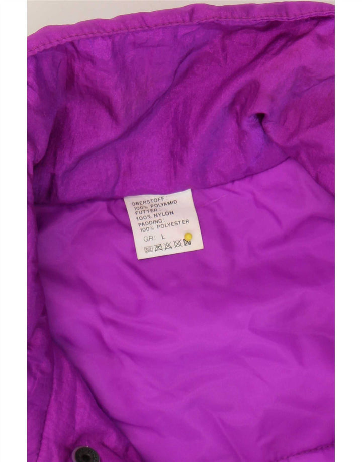 Vintage Womens Graphic Oversized Ski Jumpsuit UK 16 Large Purple Polyamide