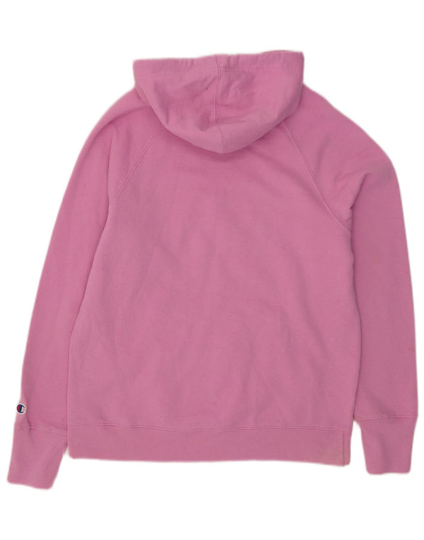 Champion Womens Graphic Hoodie Jumper UK 14 Medium Pink