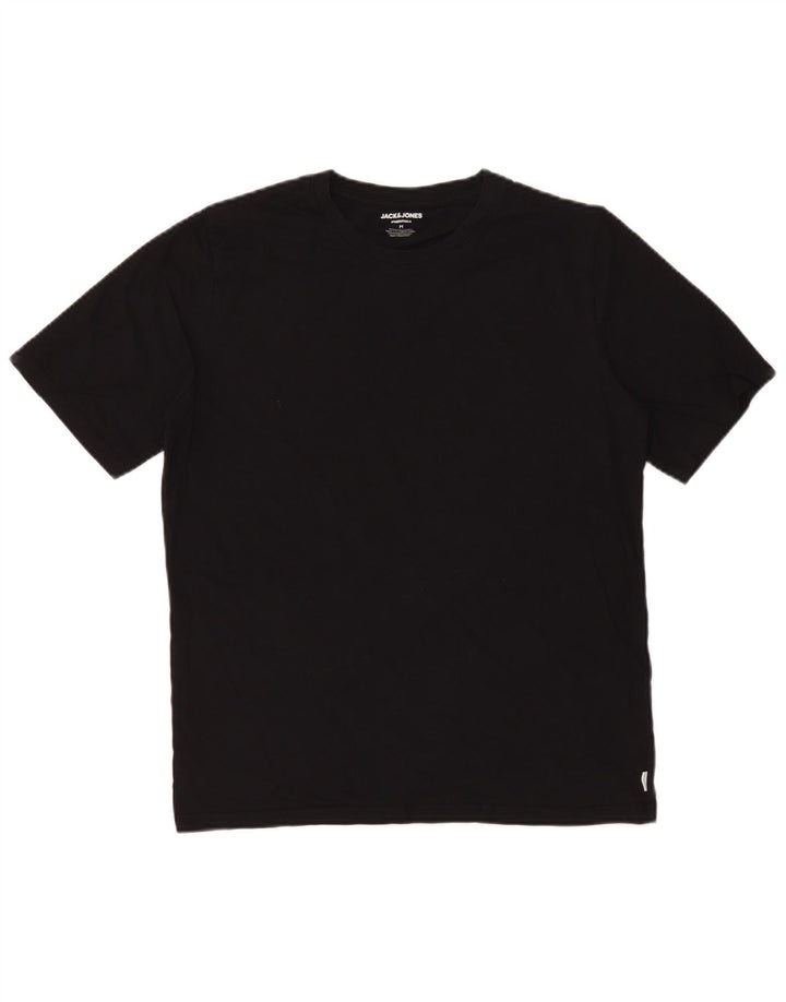 Jack & Jones Mens T-Shirt Top Medium Black Cotton