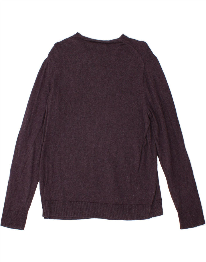 EDDIE BAUER Mens V-Neck Jumper Sweater Medium Purple Cotton Vintage Eddie Bauer and Second-Hand Eddie Bauer from Messina Hembry 