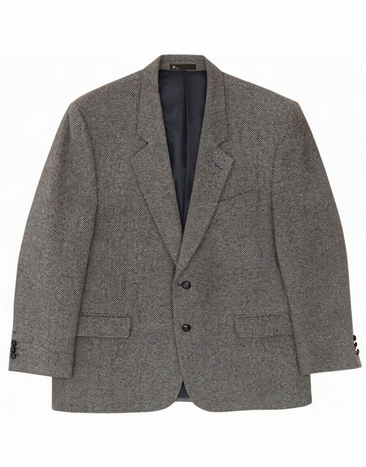 Jachetă Bhs pentru bărbați Harris Tweed cu 2 nasturi, UK 46 3XL, lână gri
