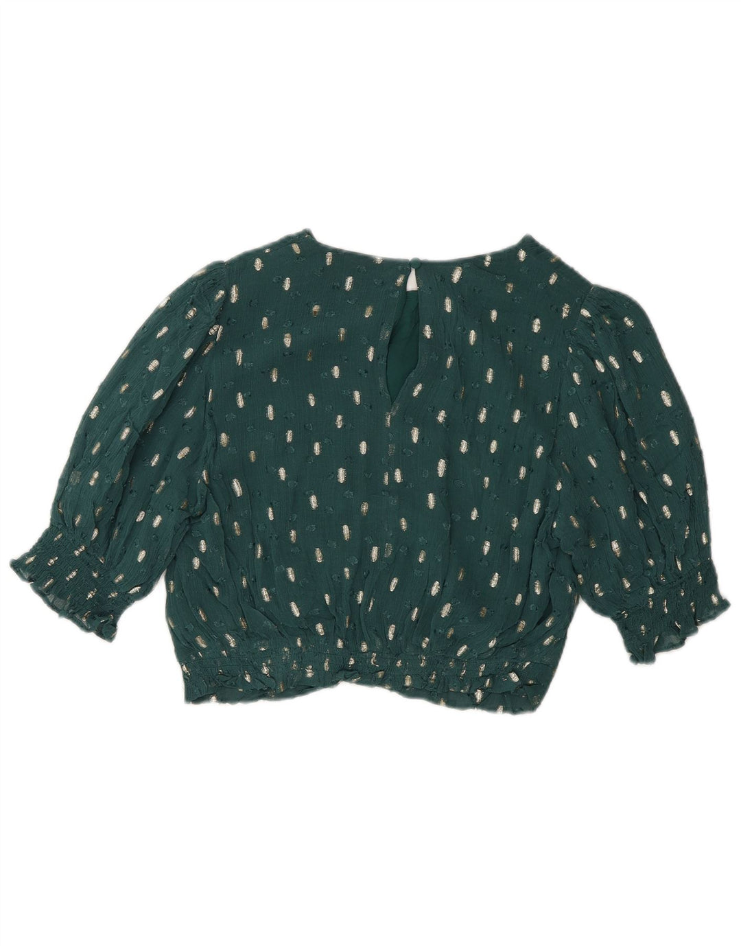 Boden Womens Crop Blouse Top UK 12 Medium Green Flecked Viscose