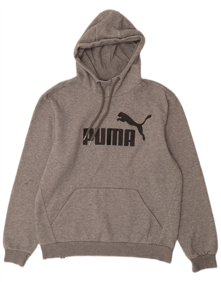 PUMA Mens Graphic Hoodie Jumper Medium Grey Cotton