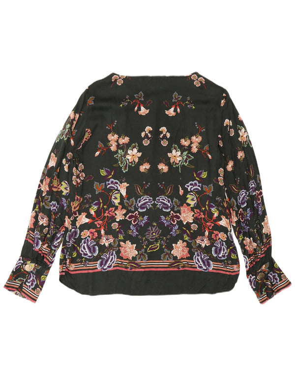 Massimo Dutti Womens Long Sleeve Blouse Top EU 40 Medium Green Floral