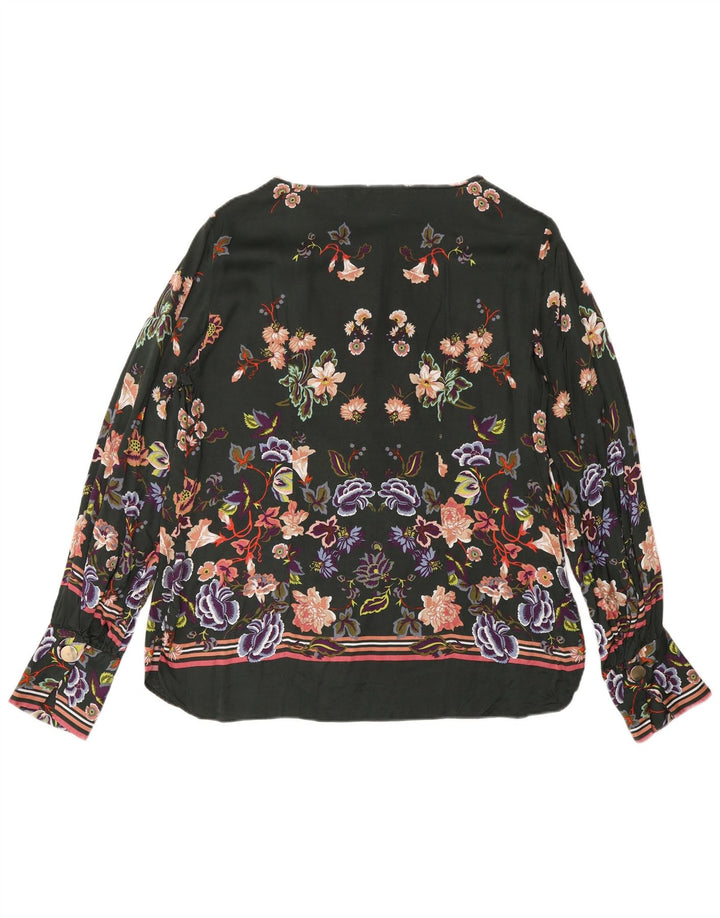 Massimo Dutti Womens Long Sleeve Blouse Top EU 40 Medium Green Floral