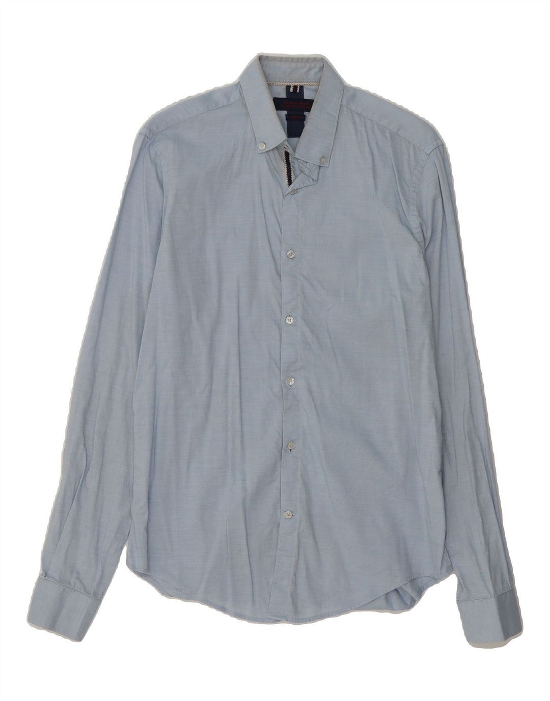 ZARA Mens Slim Fit Shirt Medium Blue Cotton Vintage Zara and Second-Hand Zara from Messina Hembry 