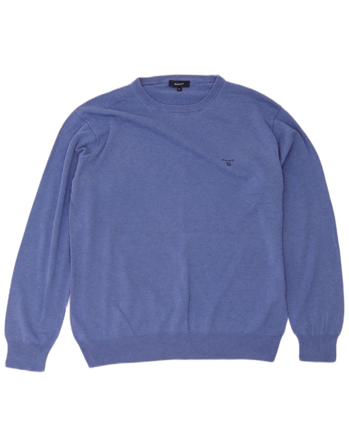 Gant Mens Crew Neck Jumper Sweater XL Blue Cotton