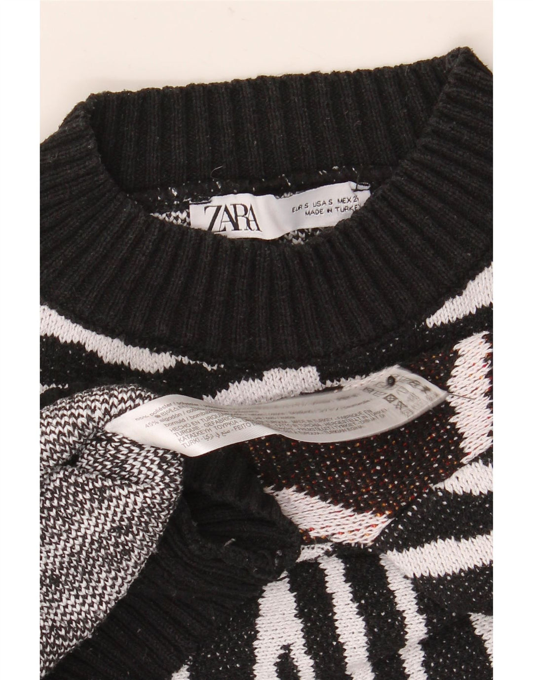 Zara Womens Oversized Crop Turtle Neck Jumper Sweater UK 10 Small Black