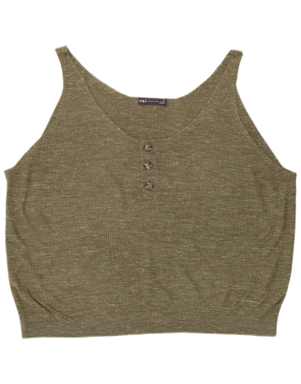 Marks & Spencer Damen-Oversize-Weste-Top, UK 18, XL, grün geflecktes Acryl