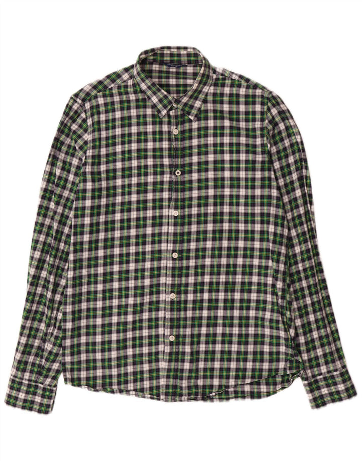 Rifle Mens Flannel Shirt Medium Green Check Cotton