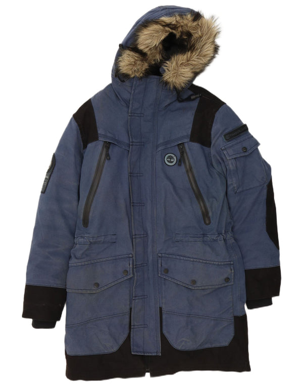 Timberland Chaqueta Parka con Capucha para Hombre UK 36 Small Azul Marino Colorblock