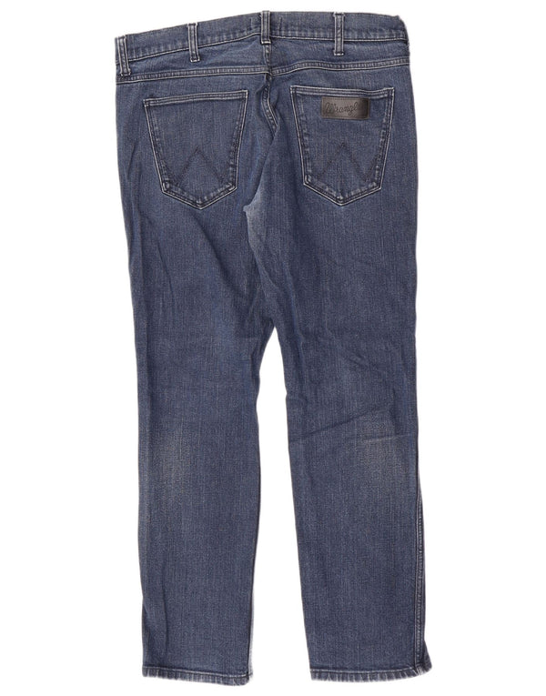 Wrangler Mens Greensboro Straight Jeans W34 L30 Azul Algodão