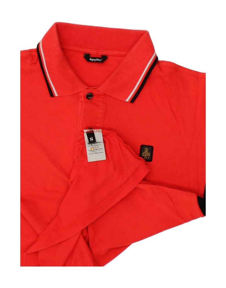 REFRIGIWEAR Mens Polo Shirt Small Red Colourblock Cotton Vintage Refrigiwear and Second-Hand Refrigiwear from Messina Hembry 