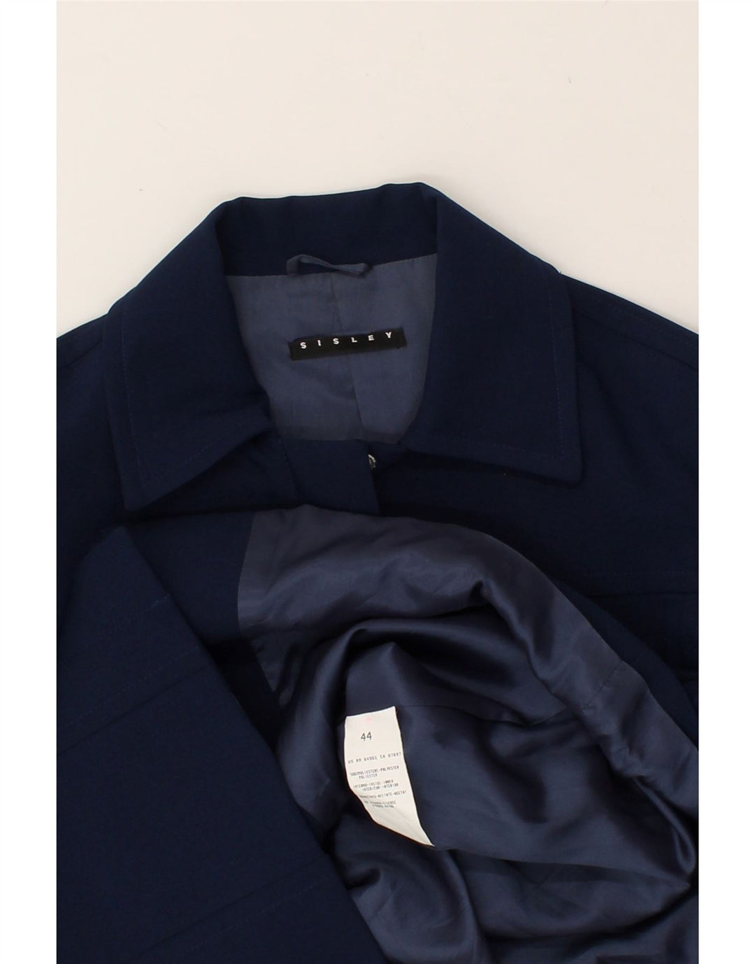 SISLEY Womens Blazer Jacket IT 44 Medium Navy Blue Polyester | Vintage Sisley | Thrift | Second-Hand Sisley | Used Clothing | Messina Hembry 