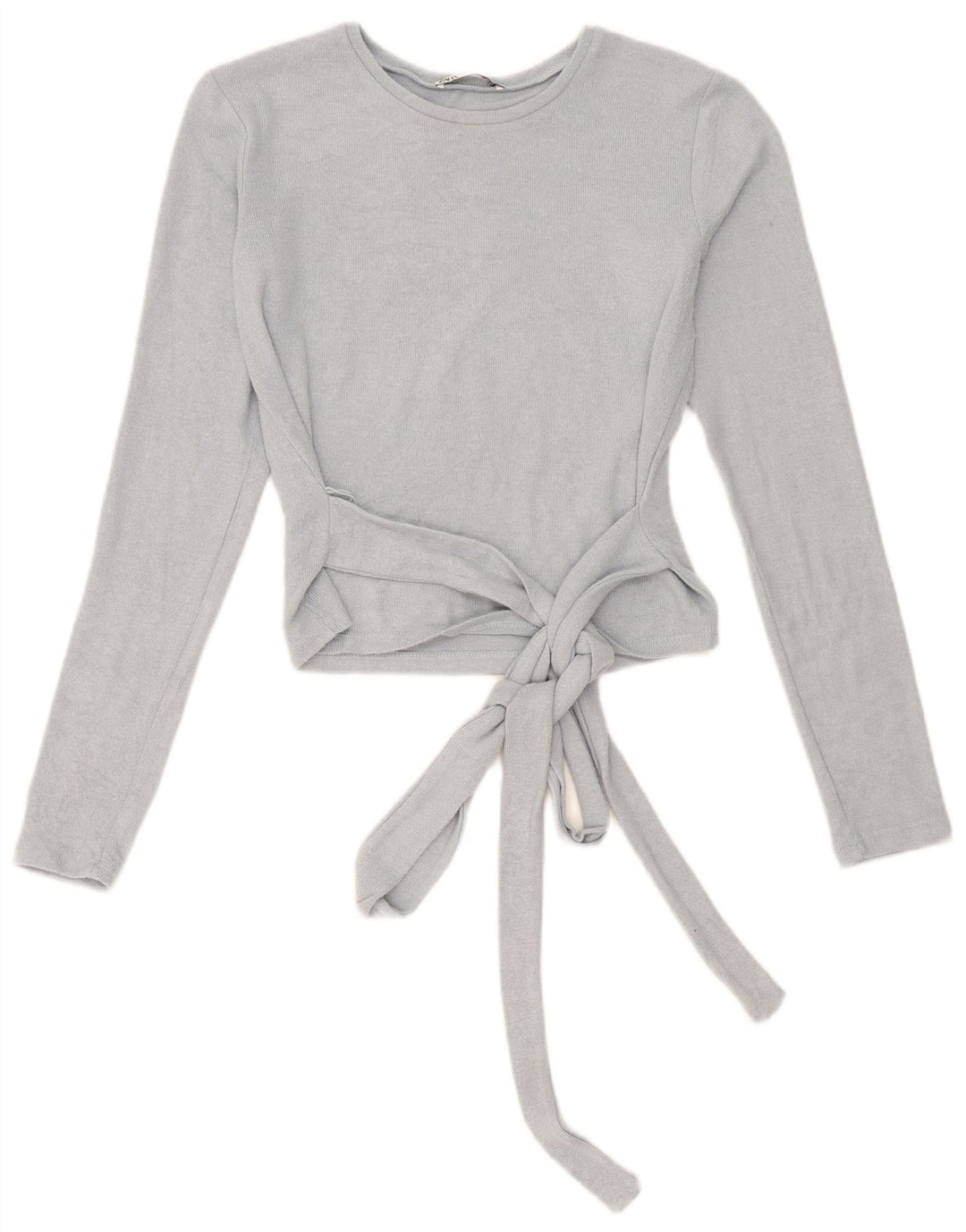 Zara Damen Crop Top Langarm UK 10 Small Blau