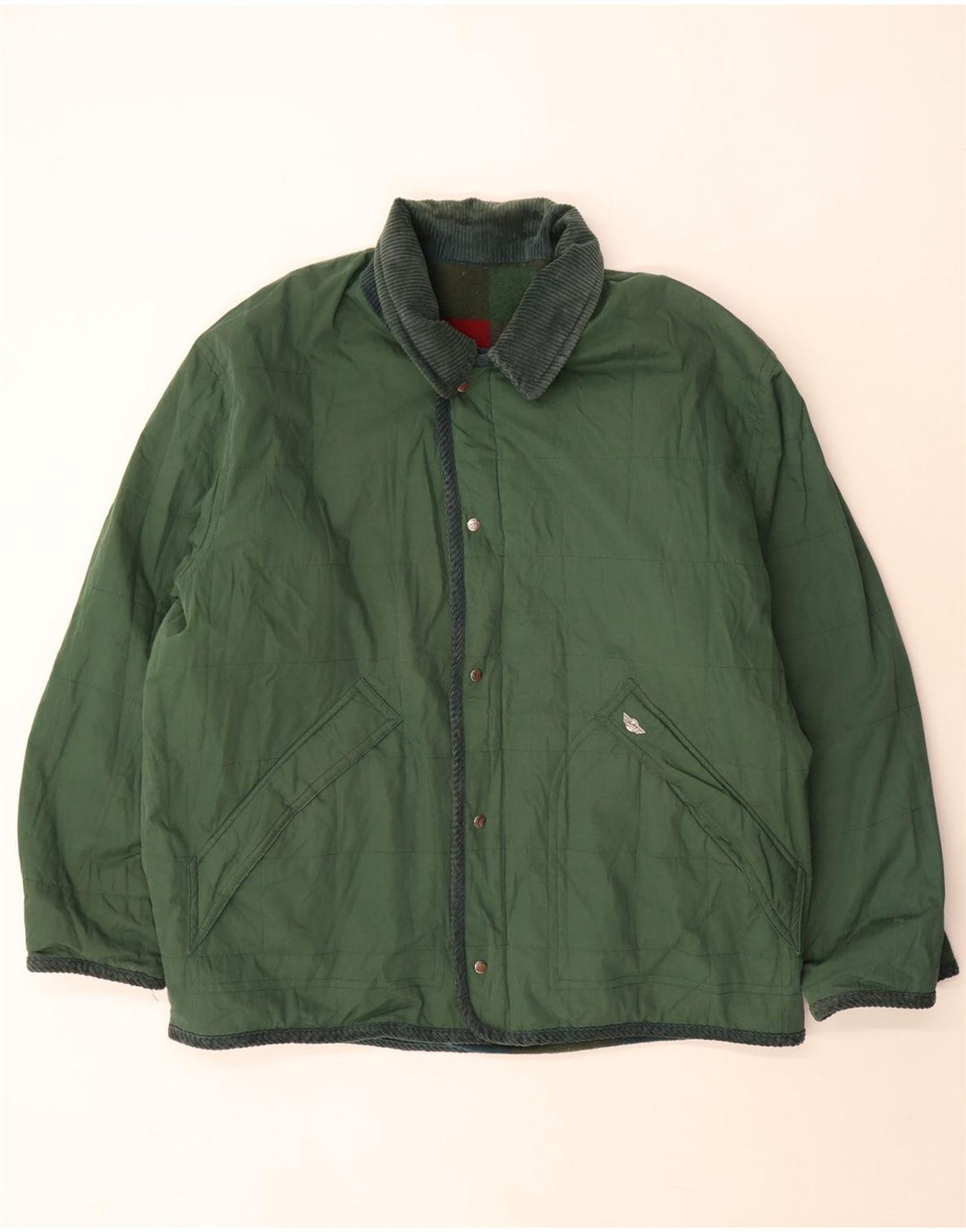 Jachetă reversibilă vintage pentru bărbați UK 44 2XL Green Check