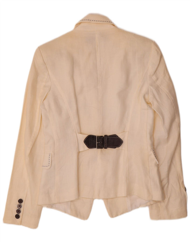 Zara Womens 1 Button Blazer Jacket UK 12 Medium White Polyester