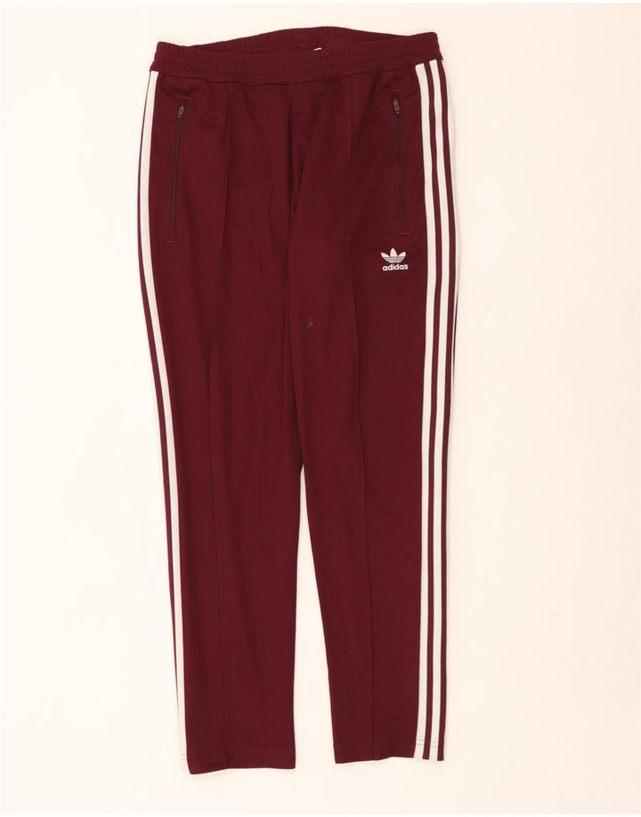 Adidas Mens Tracksuit Trousers Medium Burgundy Cotton