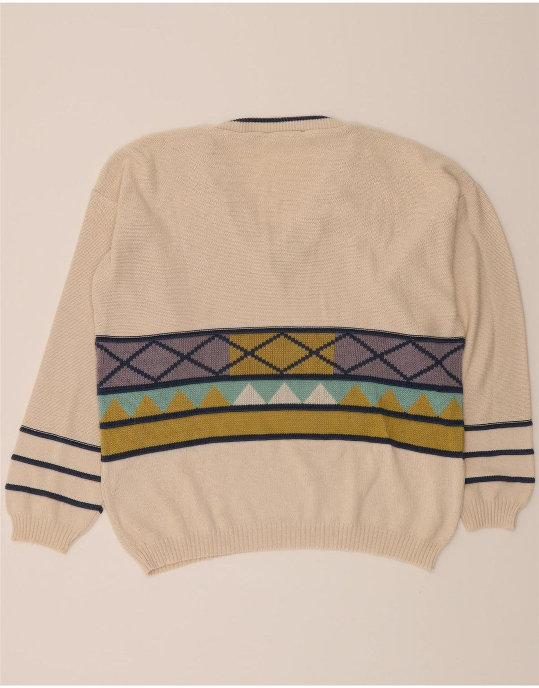 ANGELO LITRICO Mens V-Neck Jumper Sweater IT 52/54 Large Beige Vintage Angelo Litrico and Second-Hand Angelo Litrico from Messina Hembry 