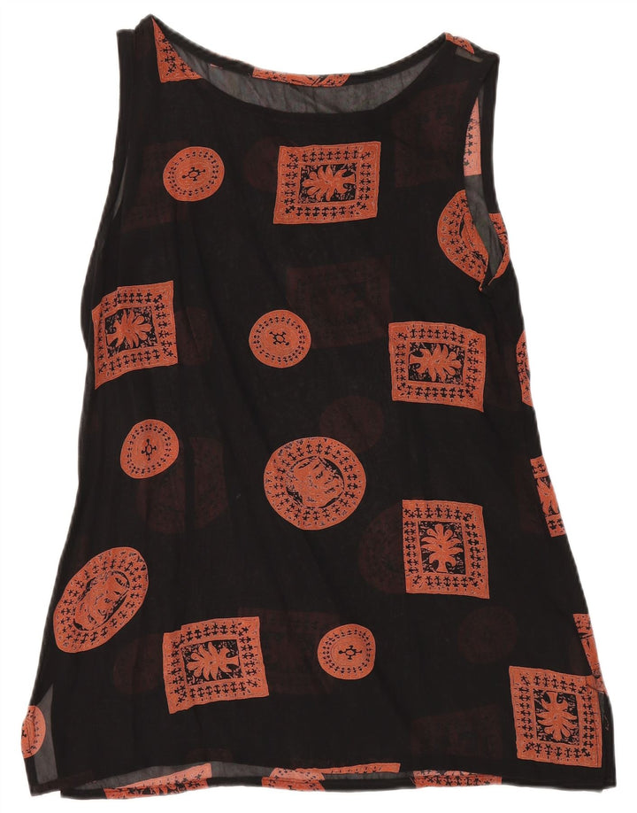 Vintage Womens Sleeveless Tunic Top UK 12 Medium Black Patchwork