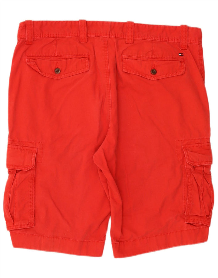 TOMMY HILFIGER Herre Cargo Shorts W36 store røde bomuld