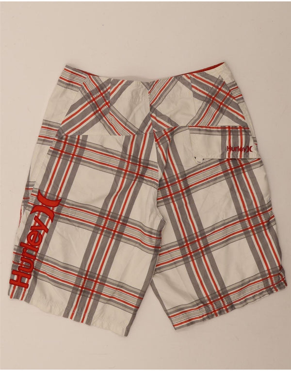 Hurley Mens Graphic Swimming Shorts Large White Check Polyester