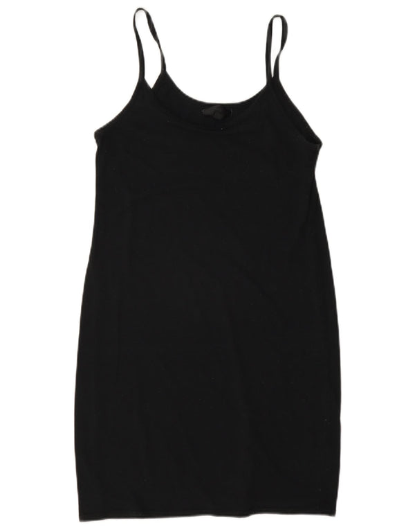 Topshop Damen Slip-Kleid UK 10 Small Schwarz Baumwolle