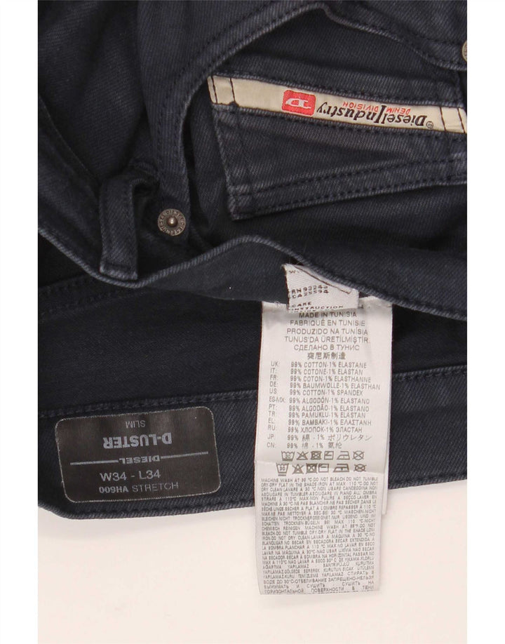 Diesel Mens D-Luster Slim Jeans W34 L34 Navy Blue Cotton