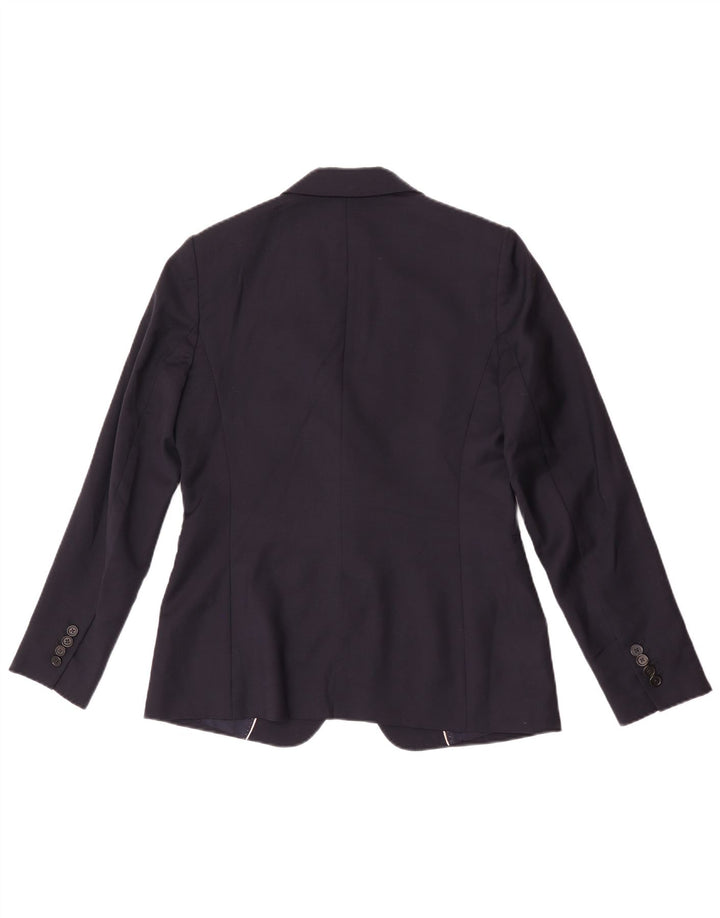 Massimo Dutti Veste blazer 1 bouton pour femme EU 40 Laine bleu marine moyen