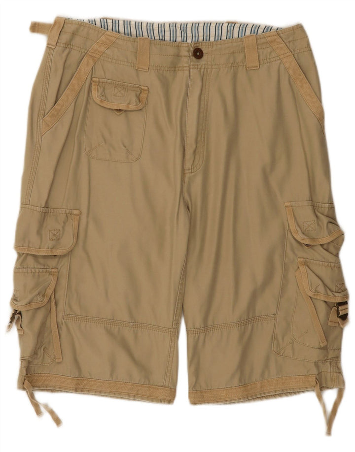 Russell Athletic Mens Cargo Shorts Large W34  Beige Cotton