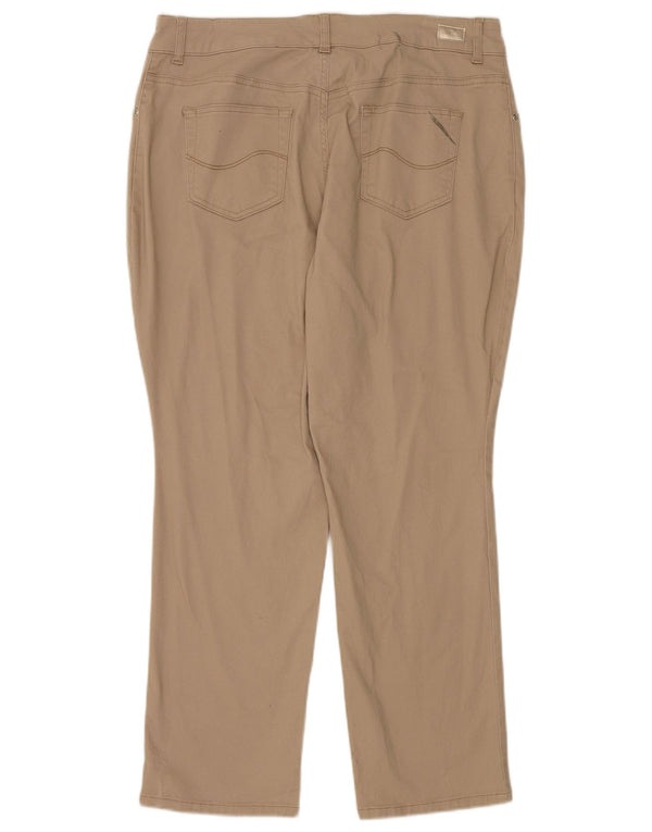 Lee Calça feminina casual reta de cintura média US 18 2XL W36 L30 bege