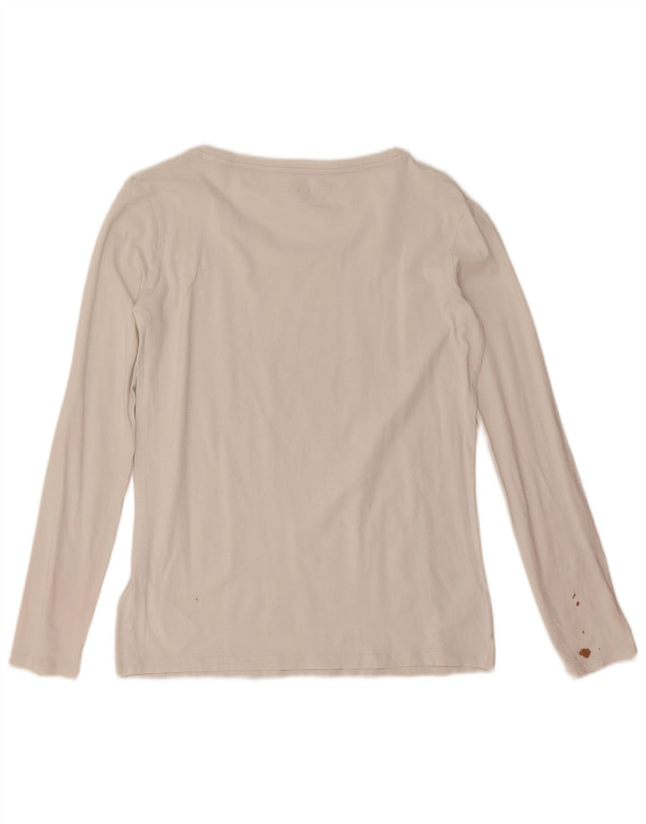 Guess Womens Graphic Top Long Sleeve UK 14 Large White Cotton