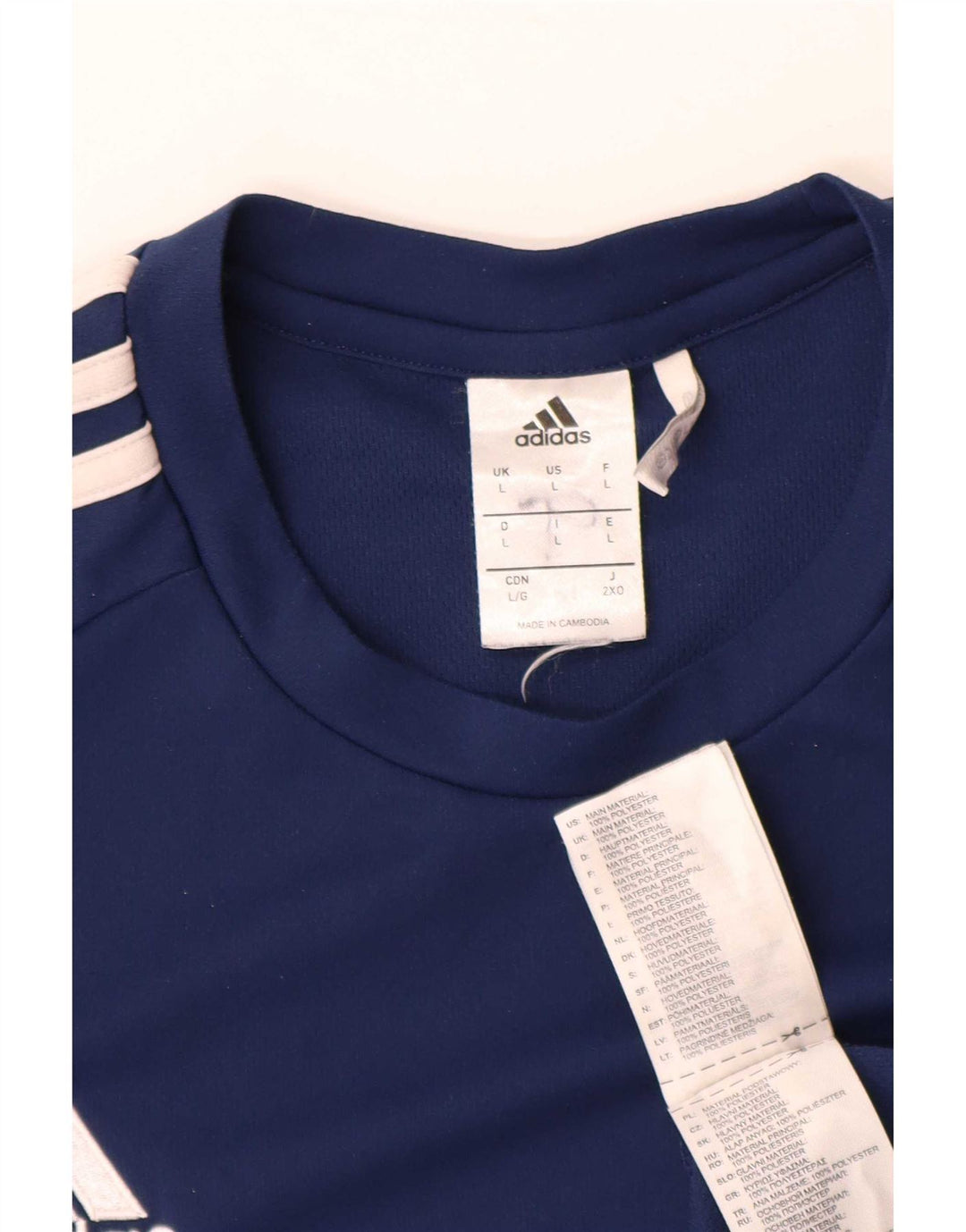 Adidas Mens Climalite T-Shirt Top Large Navy Blue Colourblock Polyester