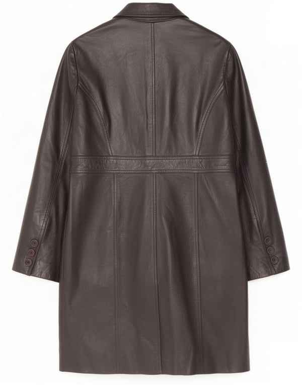 Vintage mujer cuero abrigo Reino Unido 18 XL negro