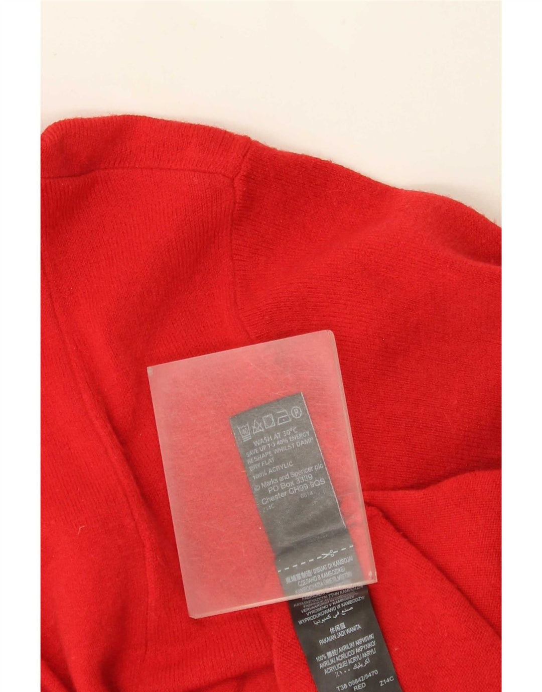 Marks & Spencer Womens Longline Open Cardigan Sweater UK 16 Large Red