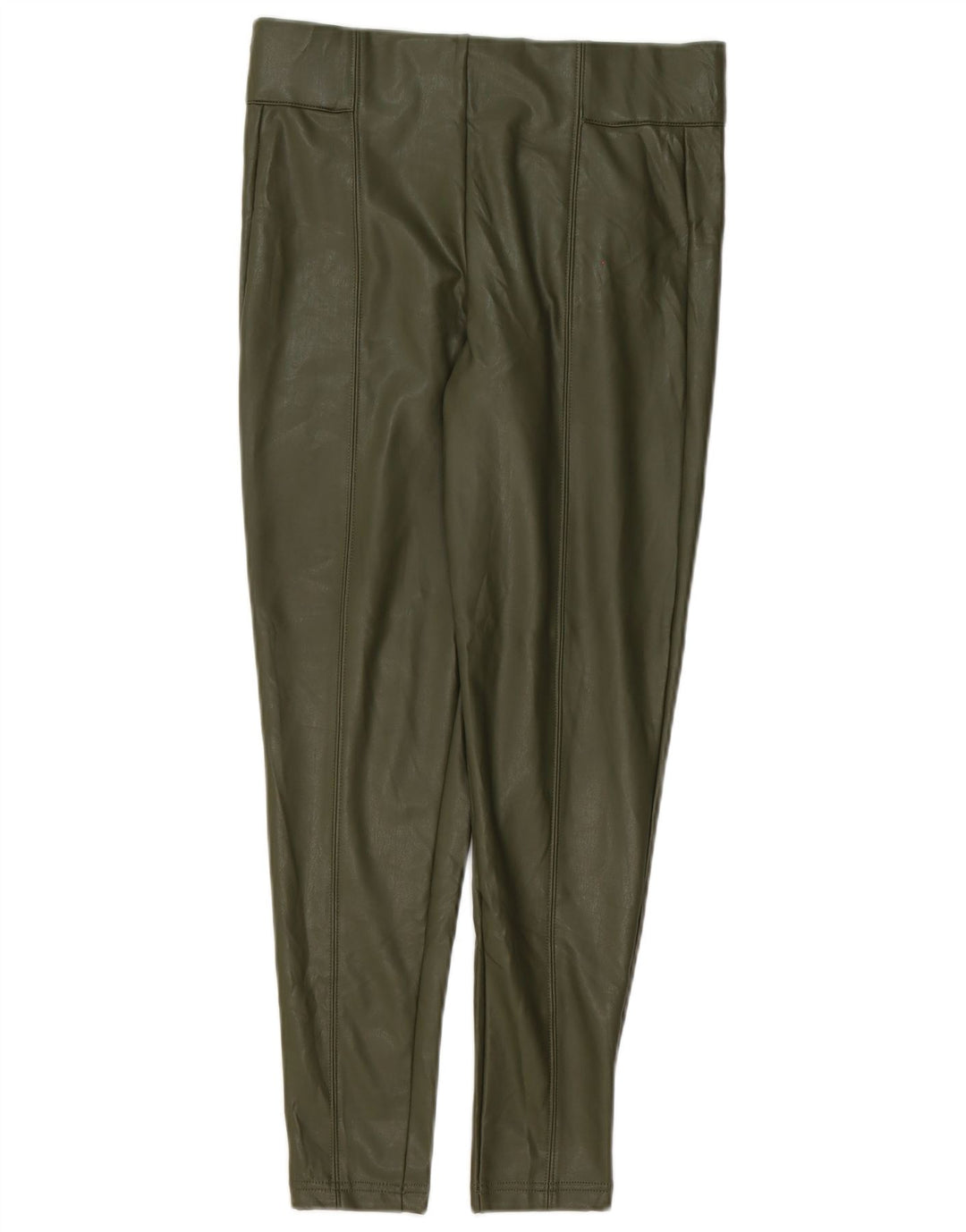 Marks & Spencer Womens Faux Leather Leggings UK 10 Small Green Polyester