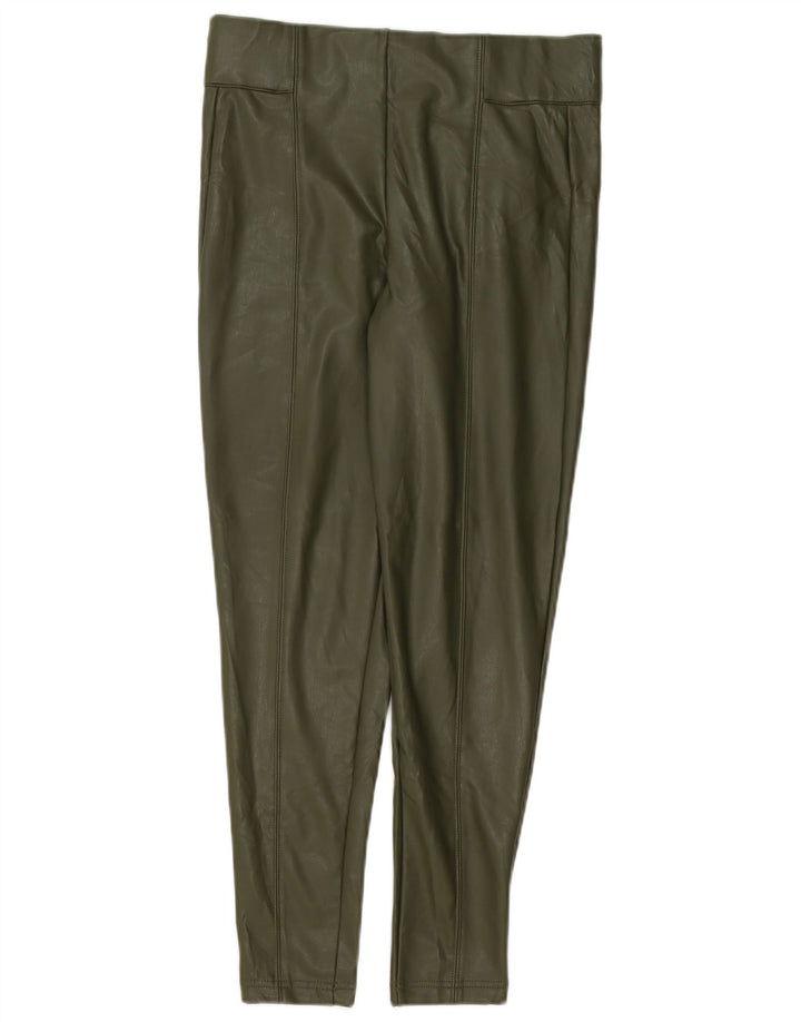 Marks & Spencer Womens Faux Leather Leggings UK 10 Small Green Polyester