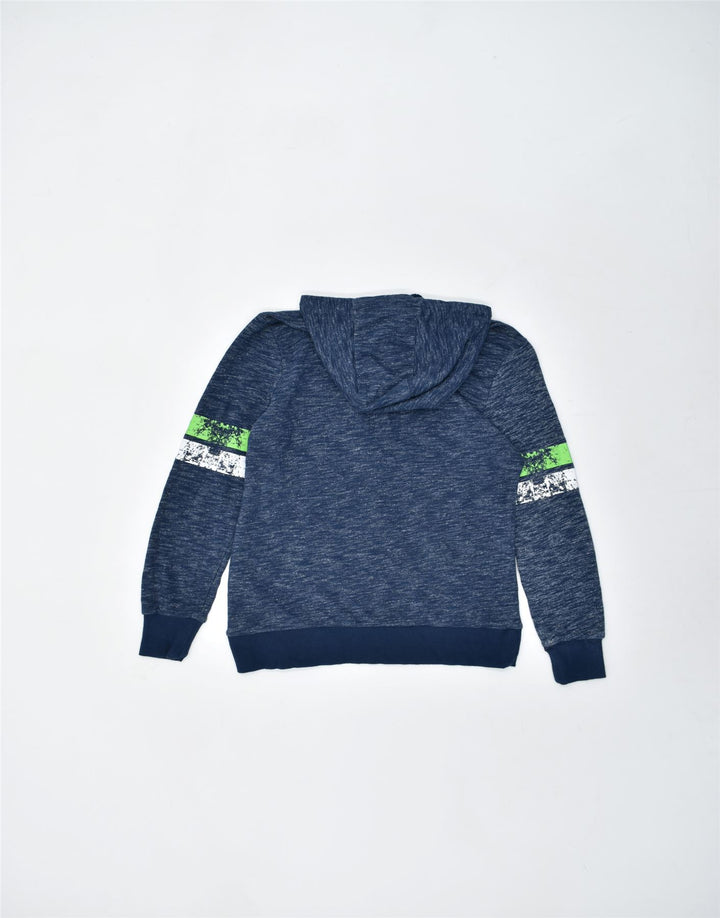 MAJESTIC Mens Graphic Zip Hoodie Sweater Small Blue Cotton | Vintage | Thrift | Second-Hand | Used Clothing | Messina Hembry 