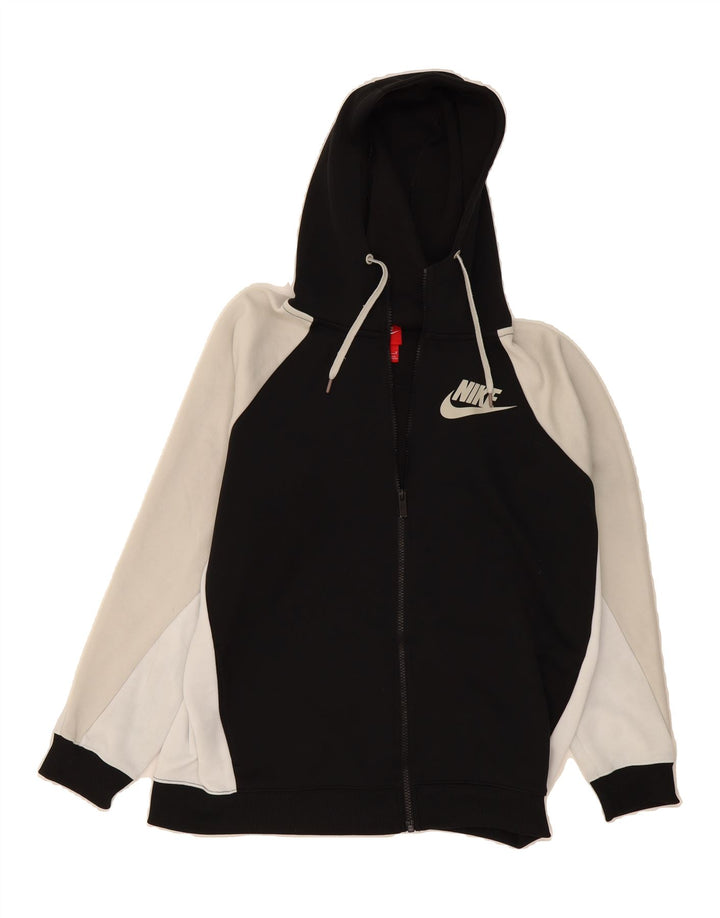 NIKE Mens Graphic Zip Hoodie Sweater Medium Black Colourblock Polyester Vintage Nike and Second-Hand Nike from Messina Hembry 