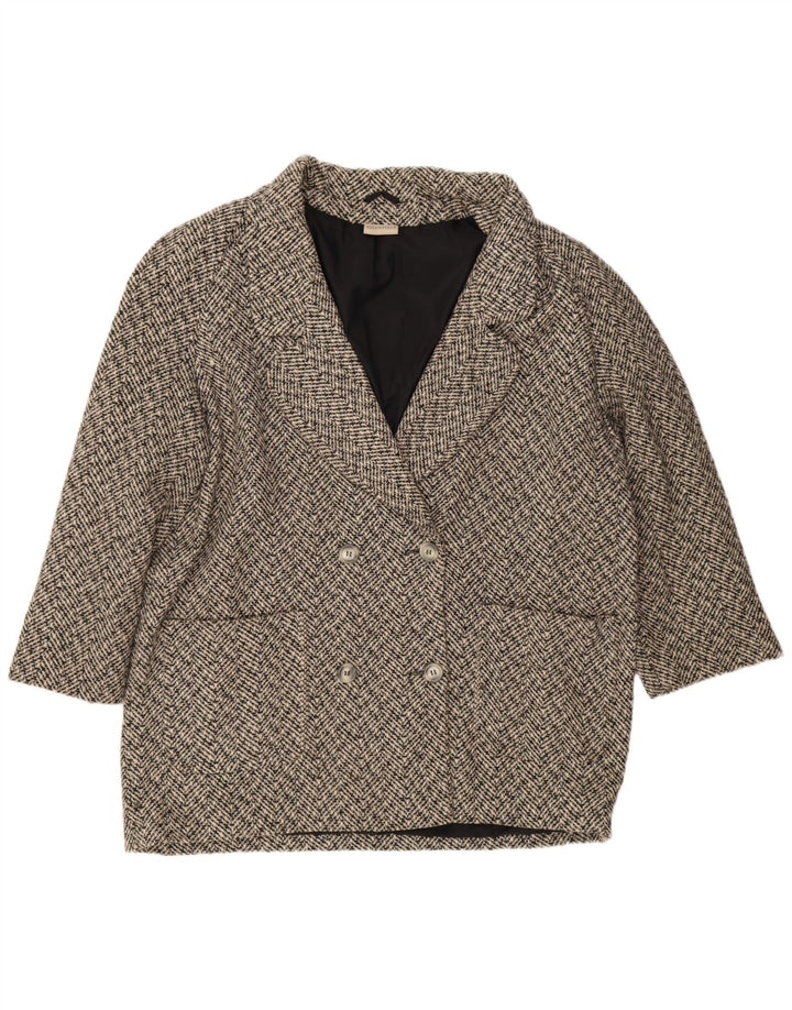 Palton dublu pentru femei Essentials Marea Britanie 20 2XL Lână gri Herringbone