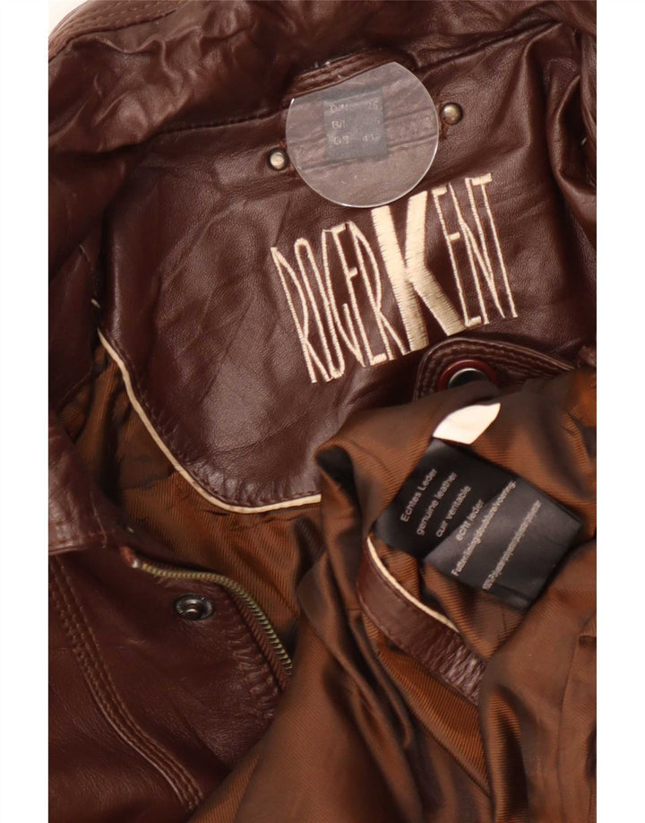Roger Kent Veste en cuir pour homme UK 40 Large Marron